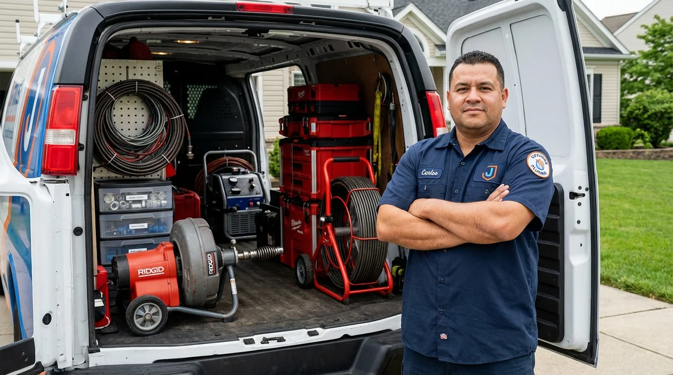 Professional drain cleaning equipment and Johns Plumbing LLC plumber in Fontana