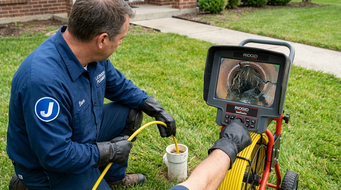 Sewer camera inspection being performed by Johns Plumbing LLC in Fontana
